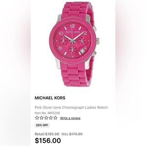 PINK LIMITED EDITION MICHAEL KORS CHRONOGRAPH WATCH